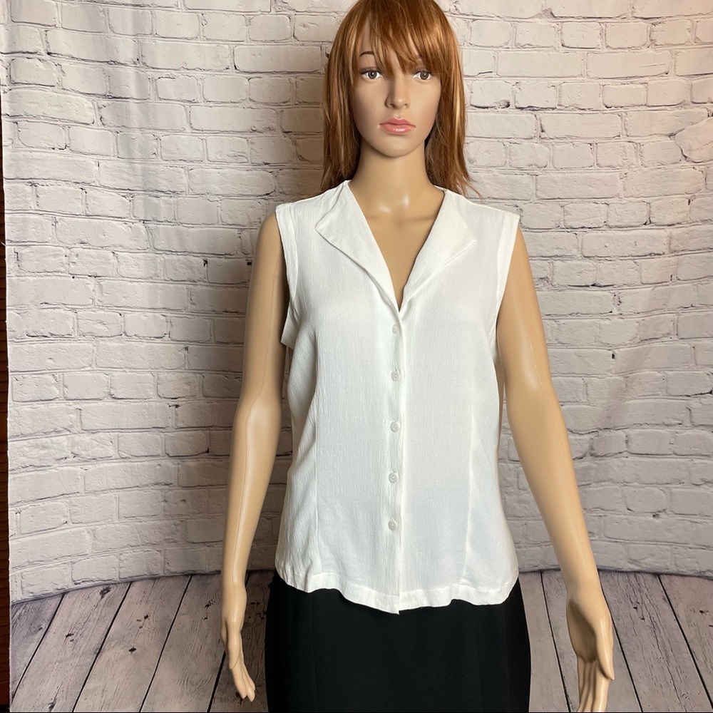 Vintage Gianni White Sleeveless Shirt Size 12